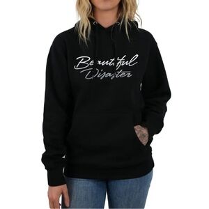 Beautiful Disaster Women's Black Hoodie with Ombe’ font design